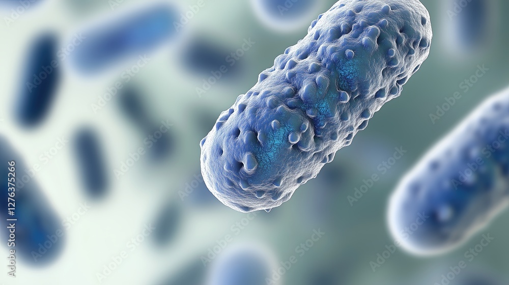 Poster close-up of bacterium cells showing their detailed structure and texture under magnification visuali