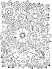 Zentangle Flowers Coloring Pages for Adult	


