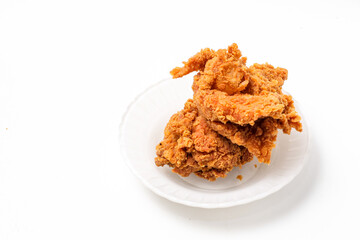 Crispy fried chicken isolated on white background for recipe or commercial