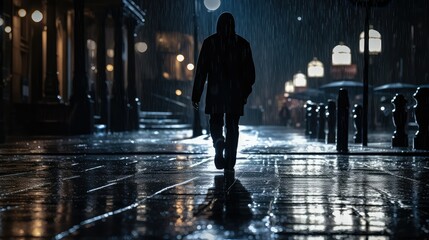 Obraz premium street rain on black