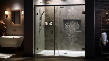 decorative shower glass door