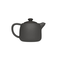Sleek Black Teapot isolated on white background