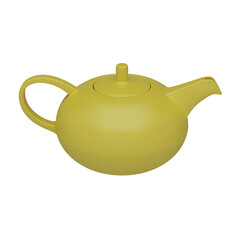 Yellow Ceramic Teapot isolated on white background