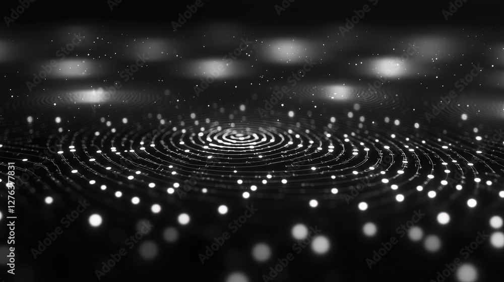 Poster abstract concentric circles create a mesmerizing ripple effect enhanced by scattered white light poi