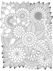 Zentangle Flowers Coloring Pages for Adult	

