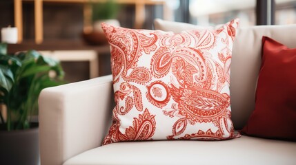 neutral red paisley pattern