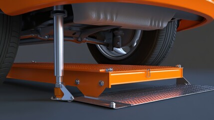 Hydraulic car lift platform raising vehicle for tire maintenance and underbody inspection