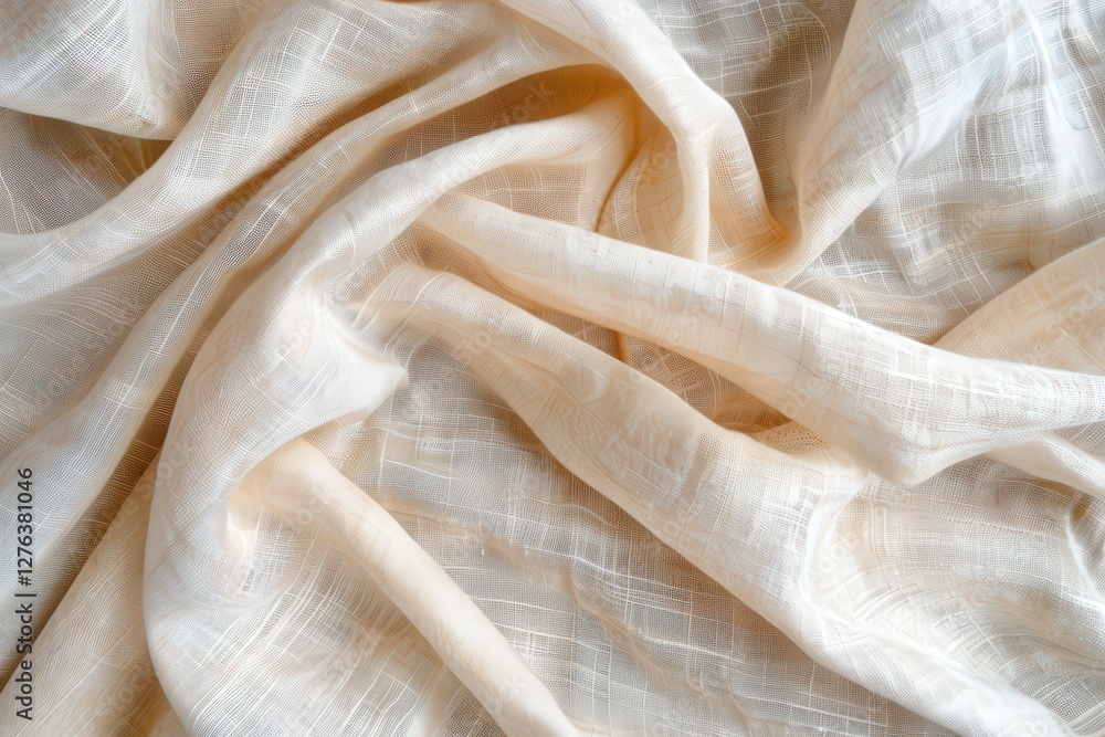 Poster soft cream fabric texture with gentle waves and subtle sheen for elegant background or textile desig