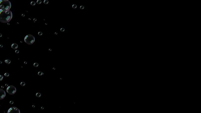 soap bubbles transition trail isolated alpha channel animation, foam bubbles random motion on transparent,cosmetics and beauty design element	