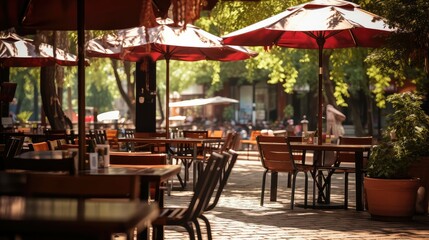 Fototapeta premium shaded empty restaurant table