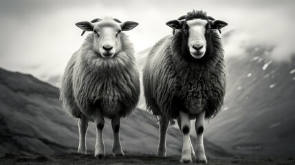Fototapeta premium composition sheep black and white