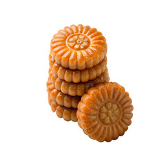 Top view of Yakgwa (traditional honey cookies) stacked neatly
