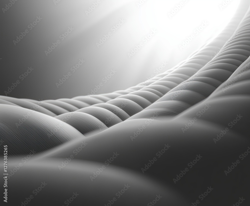 Poster abstract minimalist design featuring rhythmic waves in monochromatic tones the soft lighting enhance