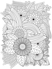Zentangle Flowers Coloring Pages for Adult	

