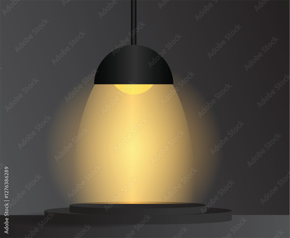 Aufkleber light shining on black podium. graphic design elements and resources. product presentation frame tem