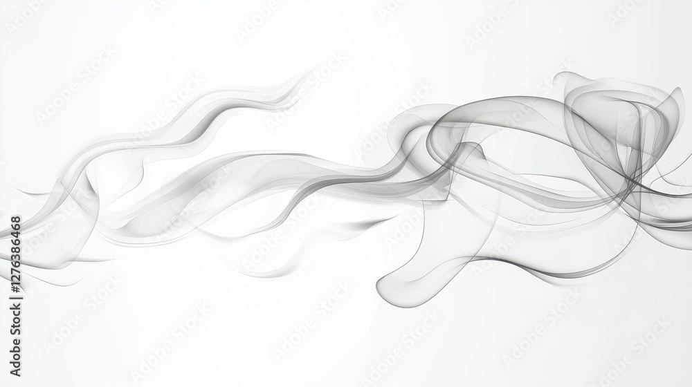 Poster elegant flowing smoke design on white background with swirling abstract patterns