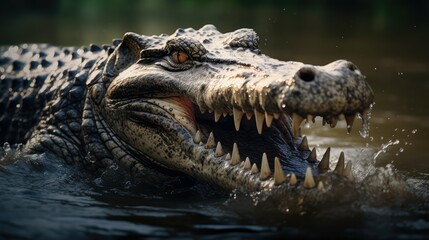 Obraz premium up crocodile in water