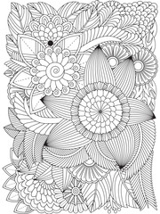 Zentangle Flowers Coloring Pages for Adult	

