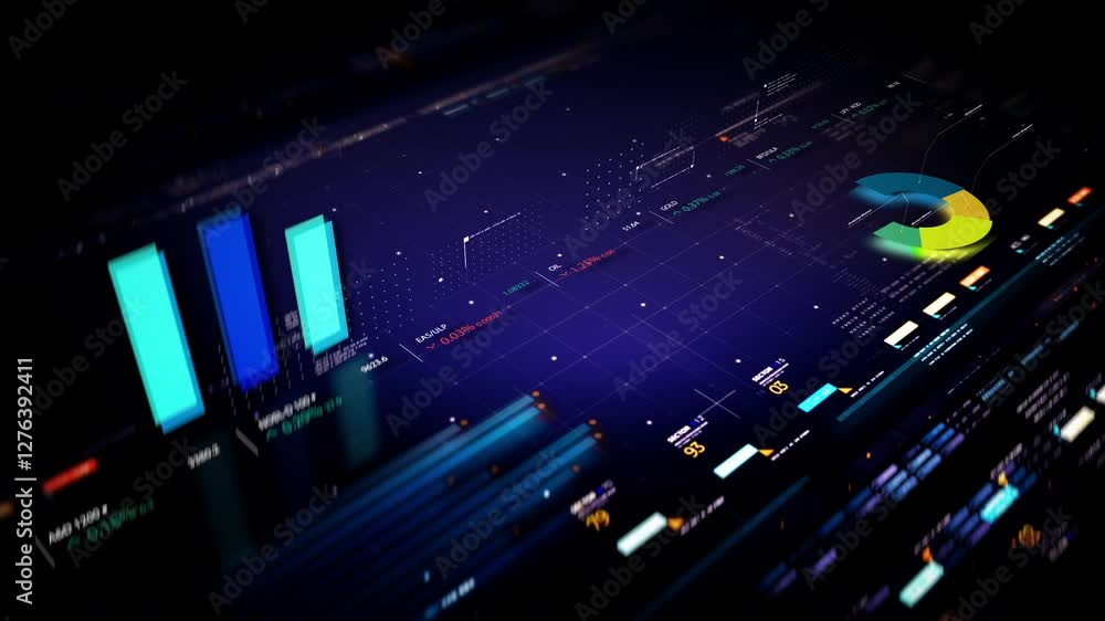 Poster dynamic data visuals for business info graphics, animated charts, and data-driven insights for a bus