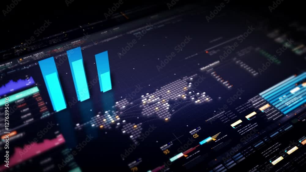 Poster dynamic data visuals for business info graphics, animated charts, and data-driven insights for a bus