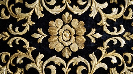 Elegant Baroque Textile with Intricate Embroidery