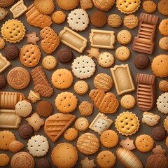 Obraz premium Various Delicious Cookies and Biscuits on a Dark Textured Background