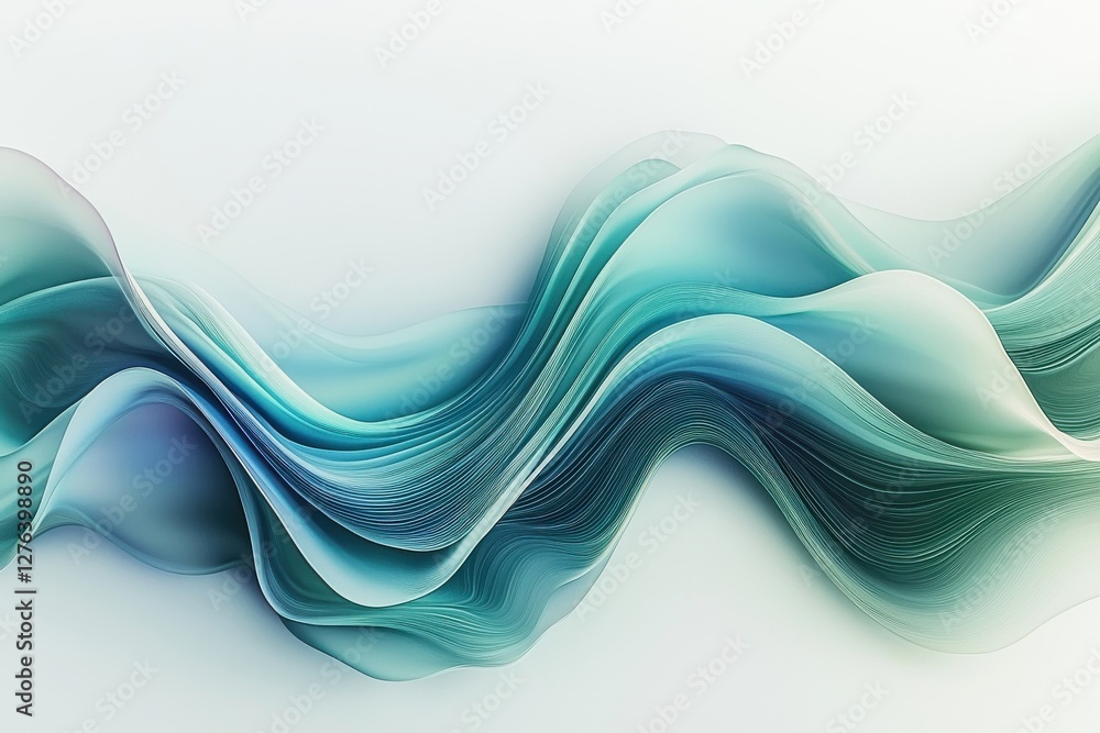 Poster elegant and modern abstract background featuring flowing, translucent waves in shades of blue and tu