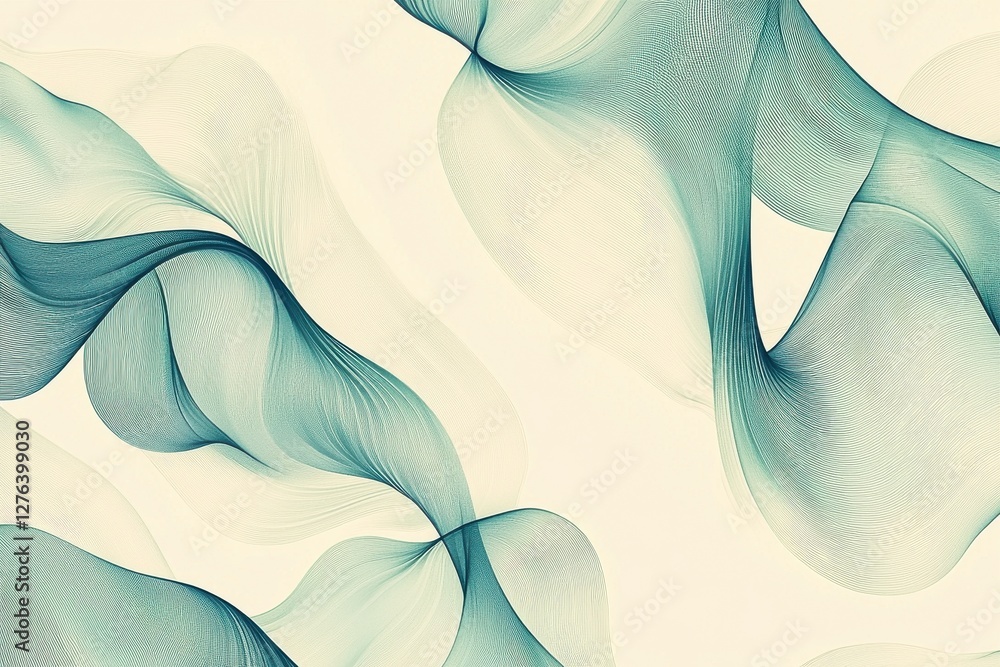 Poster a delicate network of flowing teal lines creates a mesmerizing abstract pattern, offering a modern a