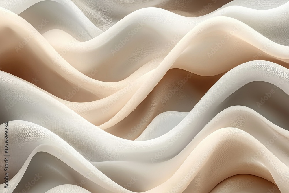 Poster a soft and flowing abstract background featuring delicate waves of fabric in a serene palette of cre