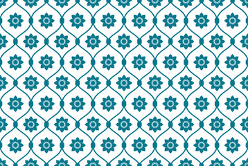 Islamic Geometric Tile Pattern with Repeating Floral Elements on Vector File