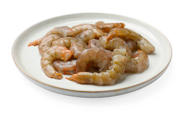 Fresh raw shrimps isolated on white. Sea food