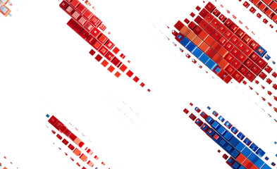 Obraz premium Abstract Red Blue Square Blocks Digital Technology Background
