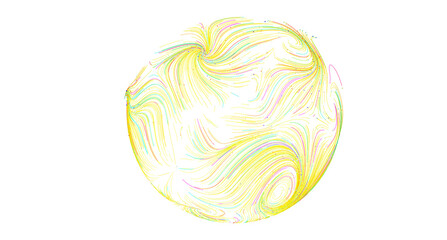 Colorful abstract background with swirling lines forming a sphere. Perfect for tech, design, and science.