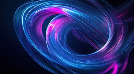 Vibrant Abstract Light Trails Swirling Pattern in Blue and Pink Tones on a Deep Dark Background