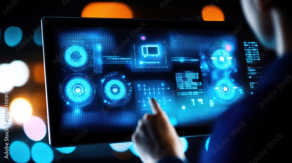 Aufkleber interactive digital interface showcasing advanced technology modern workspace digital display urban 