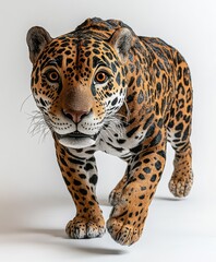 Obraz premium Jaguar, spotted cat walks in studio; wildlife photography, nature, and educational material