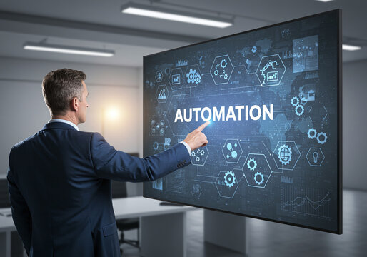 Businessman Engaging with Automation Technology