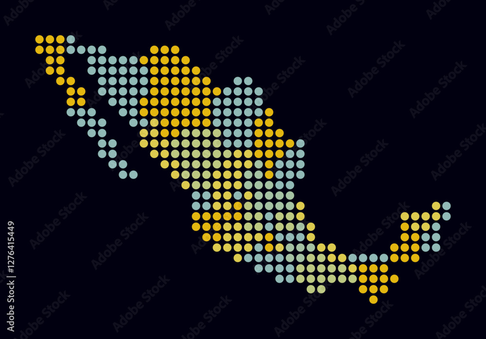 Aufkleber mexico dotted map. digital style map of the country on dark background. mexico shape with circle dot
