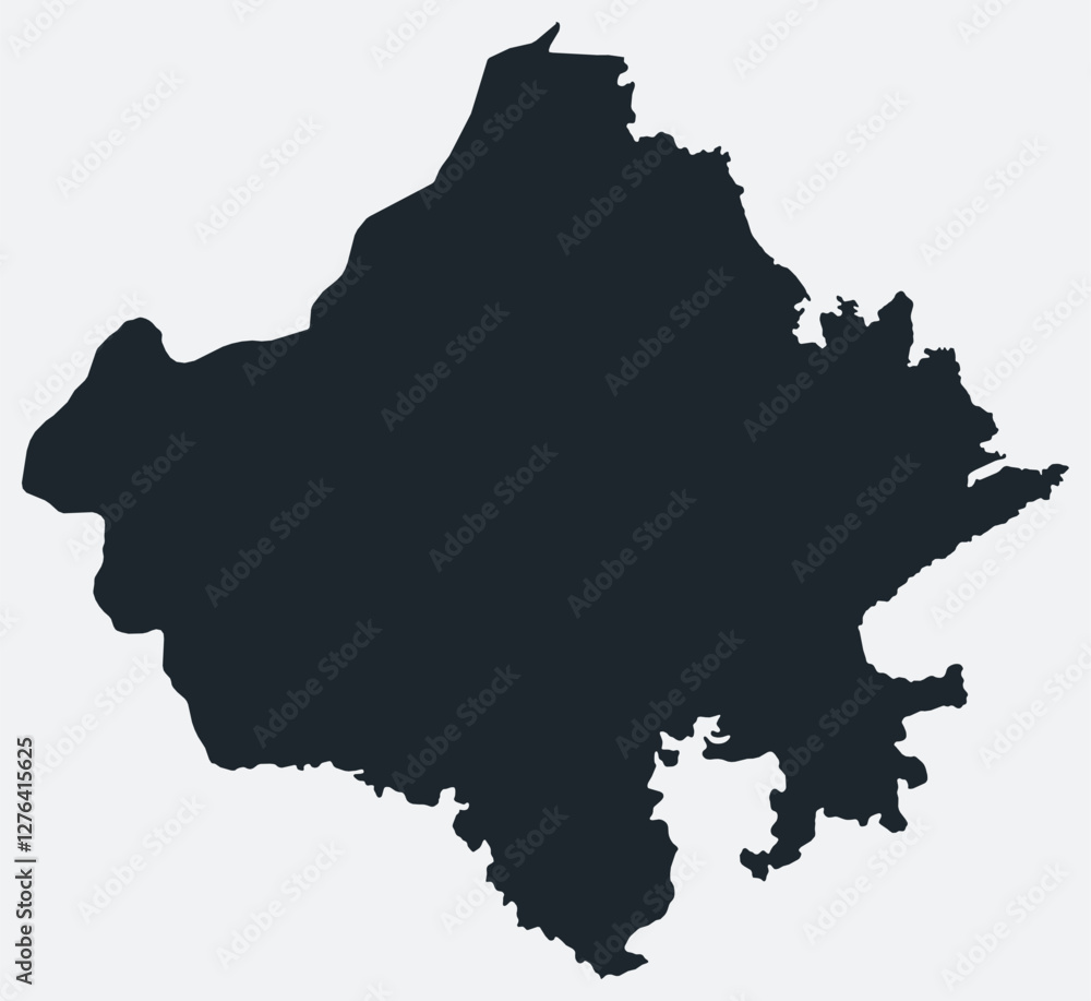 Poster rajasthan map. just a simple border map. shape of the state. flat blank rajasthan outline. vector bo