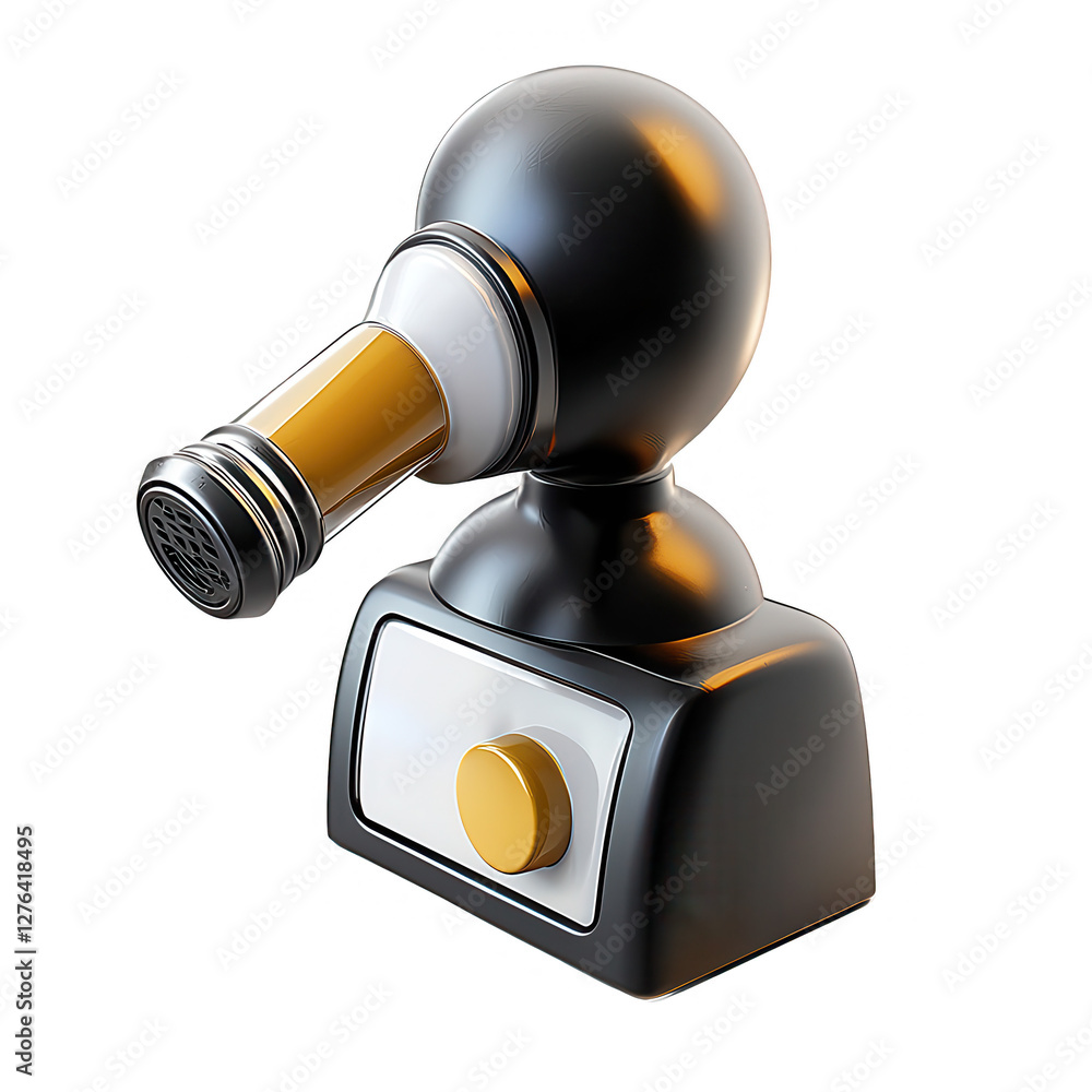 Aufkleber this image features a minimalist black and gold object with a unique design, set against a clear bac