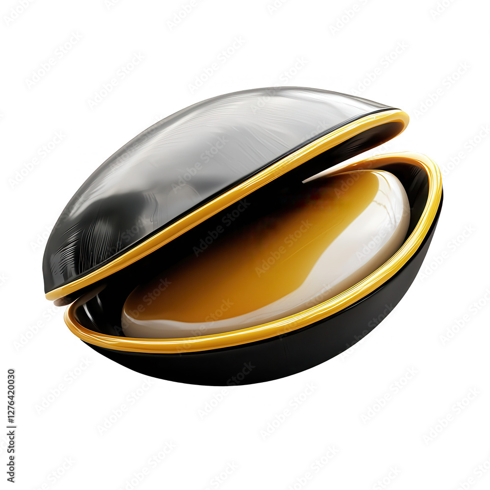Aufkleber a 3d rendering of a black and yellow shell-like object, showcasing its smooth, polished surface and 
