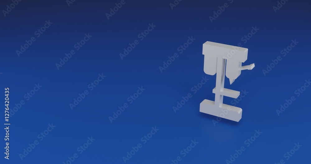 Poster isolated realistic white boring mill symbol with shadow. located on the right side of the scene. 3d 