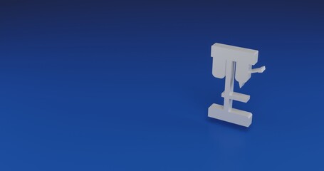 Isolated realistic white boring mill symbol with shadow. Located on the right side of the scene. 3d illustration on transparent background