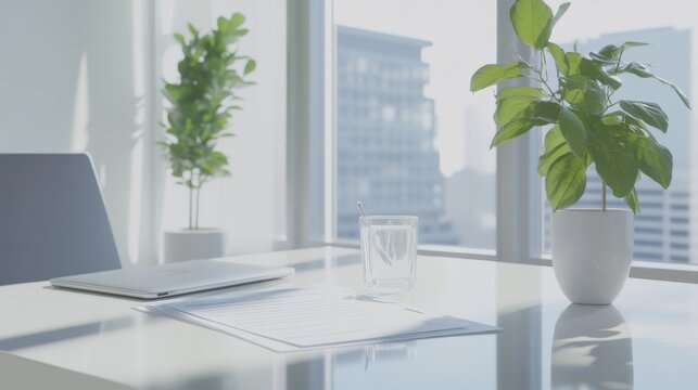 Resignation letter on a clean desk in a bright office space. Featuring professional clarity and transition