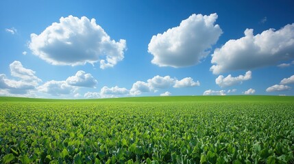 Green field, sunny day, vast landscape, nature