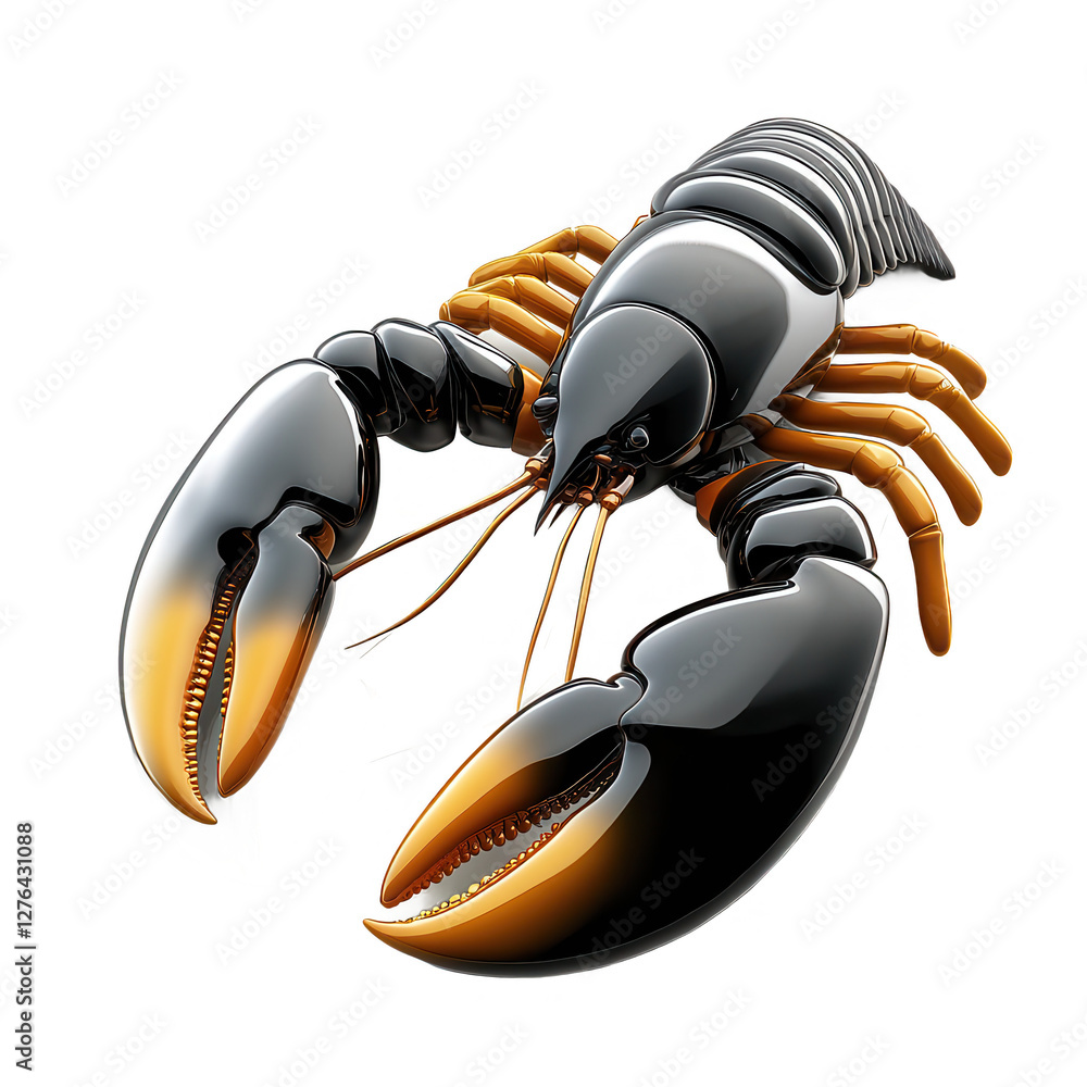 Poster this image showcases a detailed 3d render of a lobster with realistic textures and colors against a 