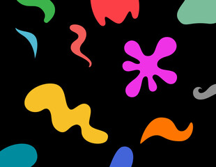 Colorful Ink Splashes on Black Background – Abstract Contrast Art