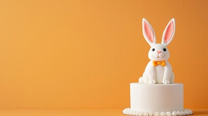 Cartoonstyle Easter bunny cake with expressive fondant eyes and a fluffy tail