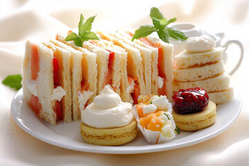 Elegant Afternoon Tea Sandwiches and Delicate Treats