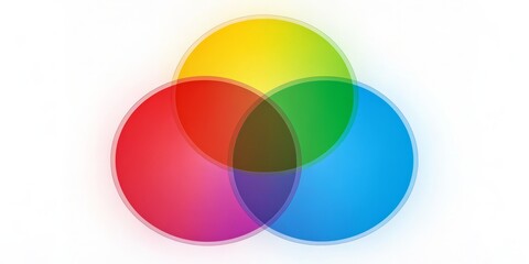 Venn Diagram Overlapping Transparent Circles, RGB Color Concept, Abstract Illustration, Graphic Design Venn Diagram, RGB